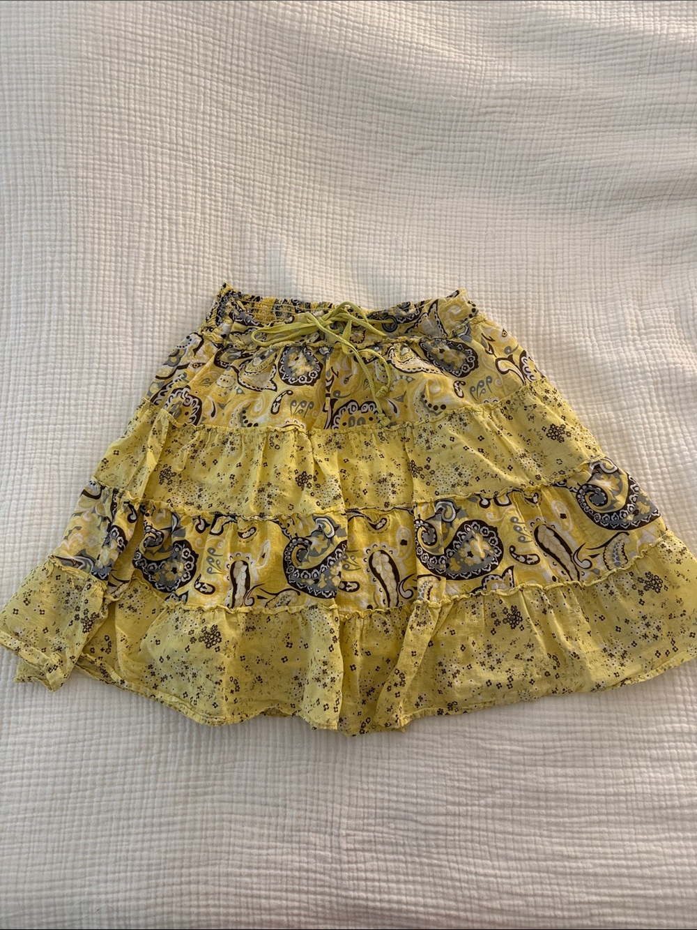 lei Yellow Paisley Tiered Skirt